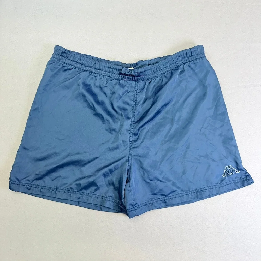 Kappa Shorts Mens Medium Blue Athletic Retro Omini Logo Elastic Waist Drawstring